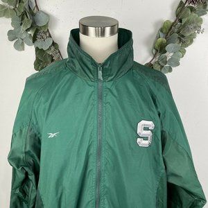 VTG Reebok Windbreaker Jacket XL Full Zip Michigan State Spartans MSU Spellout